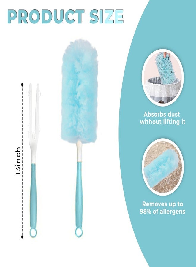 MAXOSHINE Microfiber Feather Duster for Home Cleaning with 5 Refills-Multipurpose Dusting Brush with Bendable Head Ideal for Cleaning AC Vents Car Blinds Furniture Hard-to-Reach Gaps (Blue, Short Handle) - Image 3